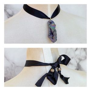 Rainbow Aura Quartz Crystal Choker Necklace